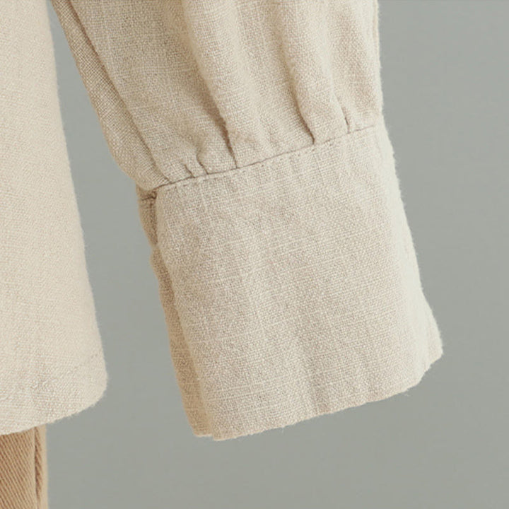 Chemise en coton et lin à motif grenouille chinoise simple et unie pour femme, motif Buddha Stones - image 6