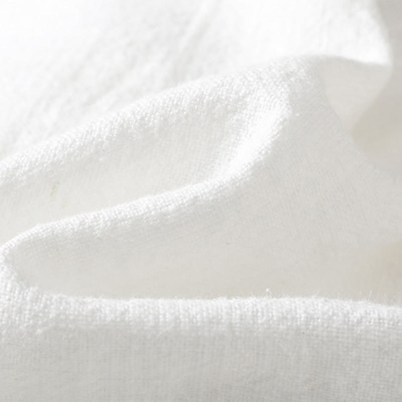 Chemise femme en coton et lin à imprimé Buddha Stones, couleur unie, ourlet simple et fente - image 16