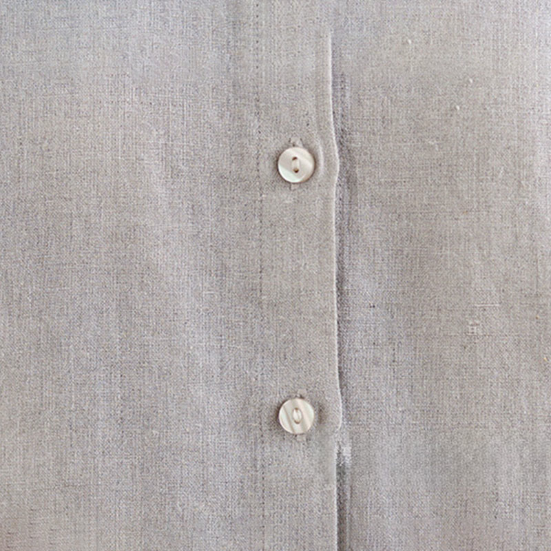 Chemise en coton et lin pour femme, couleur unie, boutons, col ras du cou à volants, motif Buddha Stones - image 13