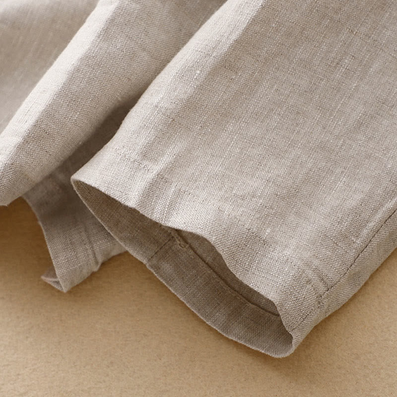 Veste femme rétro en coton et lin avec poches et revers couleur pure Buddha Stones Commute - image 10