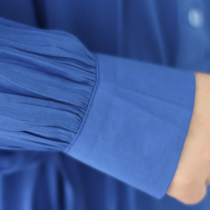 Robe midi décontractée en polyester plissé à col ras du cou et poches Buddha Stones - image 22