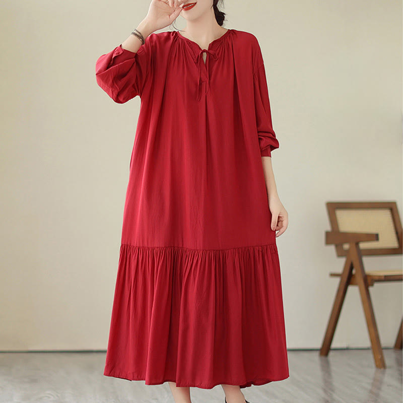 Robe midi décontractée en mousseline de soie avec poches style double face et imprimé Buddha Stones - Brique réfractaire - US4-6, UK/AU8-10, EU36-38 (F) - image 6