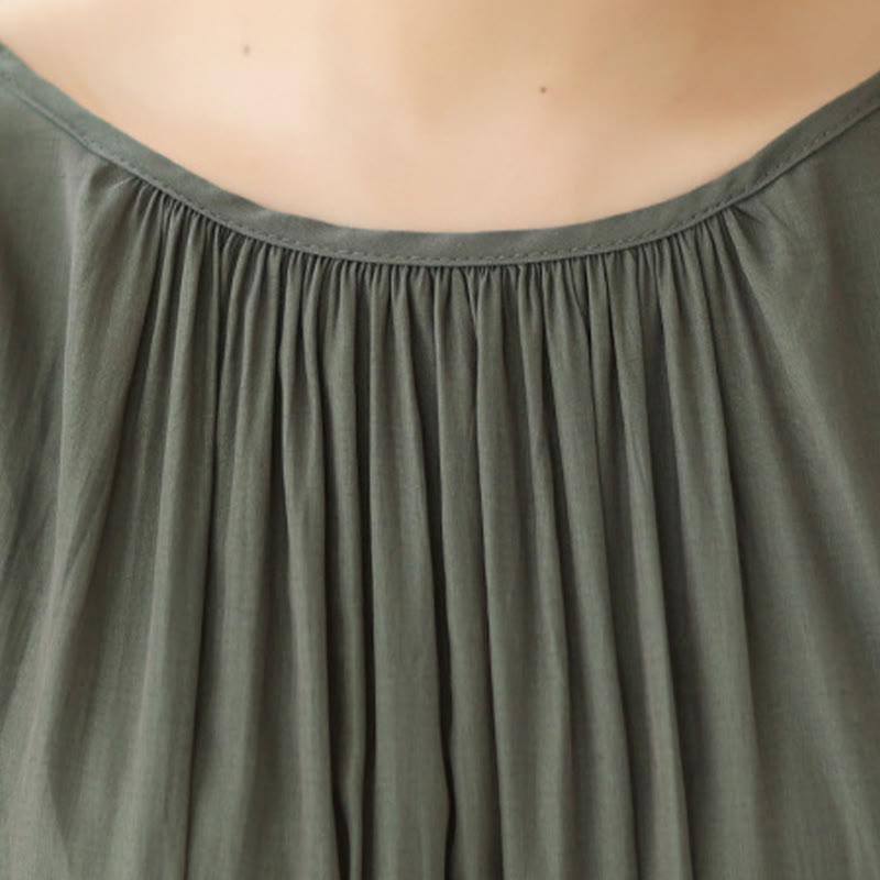 Robe midi décontractée en mousseline de soie avec poches style double face et imprimé Buddha Stones - image 15