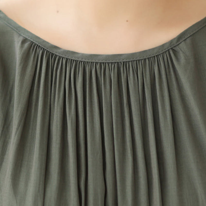 Robe midi décontractée en mousseline de soie avec poches style double face et imprimé Buddha Stones - image 15