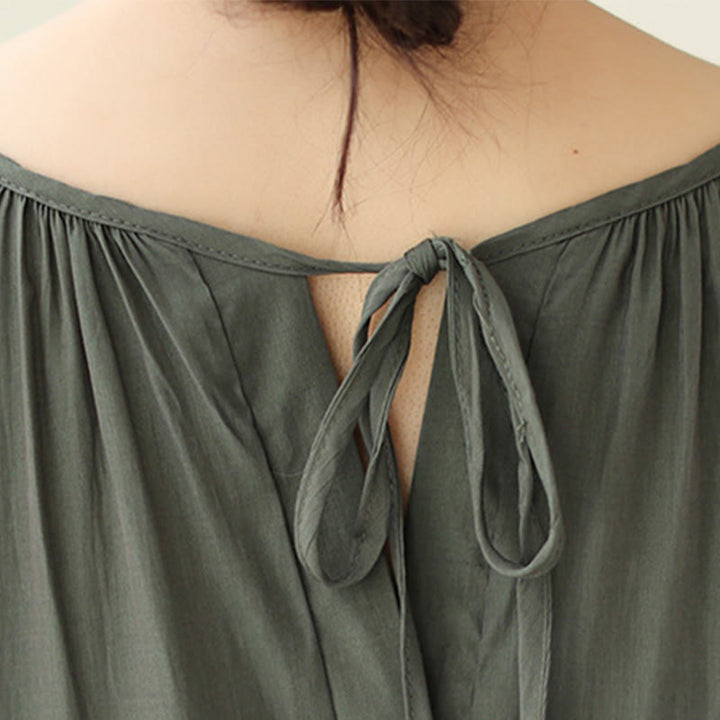 Robe midi décontractée en mousseline de soie avec poches style double face et imprimé Buddha Stones - image 18