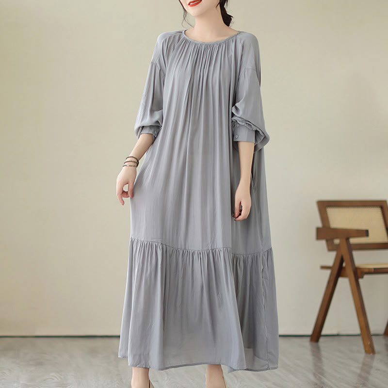 Robe midi décontractée en mousseline de soie avec poches style double face et imprimé Buddha Stones - Bleu acier clair - US4-6, UK/AU8-10, EU36-38 (F) - image 20