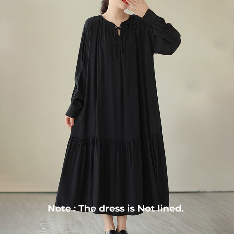 Robe midi décontractée en mousseline de soie avec poches style double face et imprimé Buddha Stones - image 2