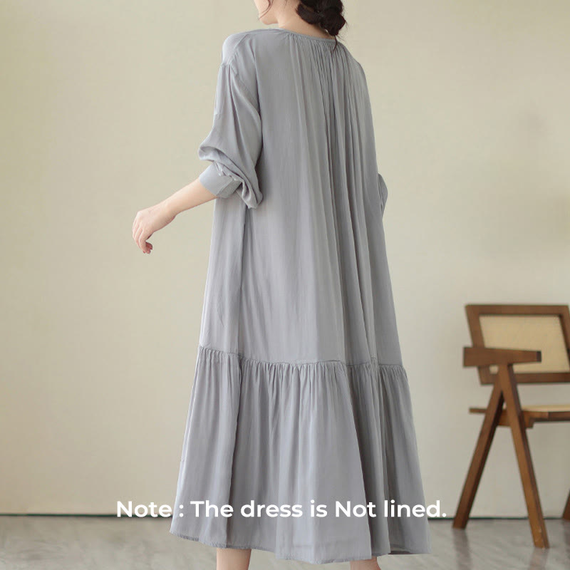Robe midi décontractée en mousseline de soie avec poches style double face et imprimé Buddha Stones - image 21