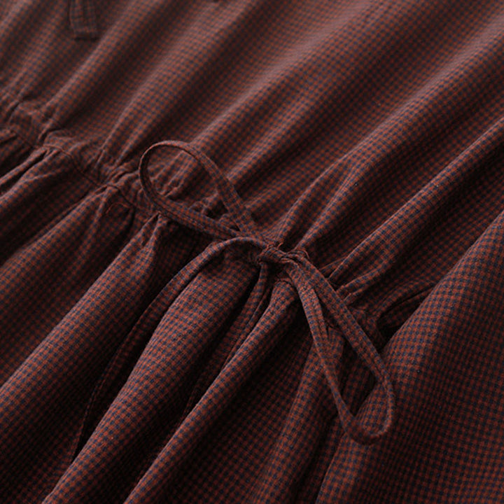 Robe midi décontractée en coton uni à boutons grenouille et poches Buddha Stones - image 3