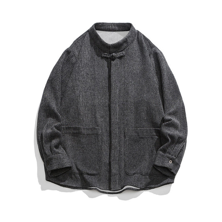 Chemise à manches longues en coton avec poches et motif Buddha Stones pour homme - image 2