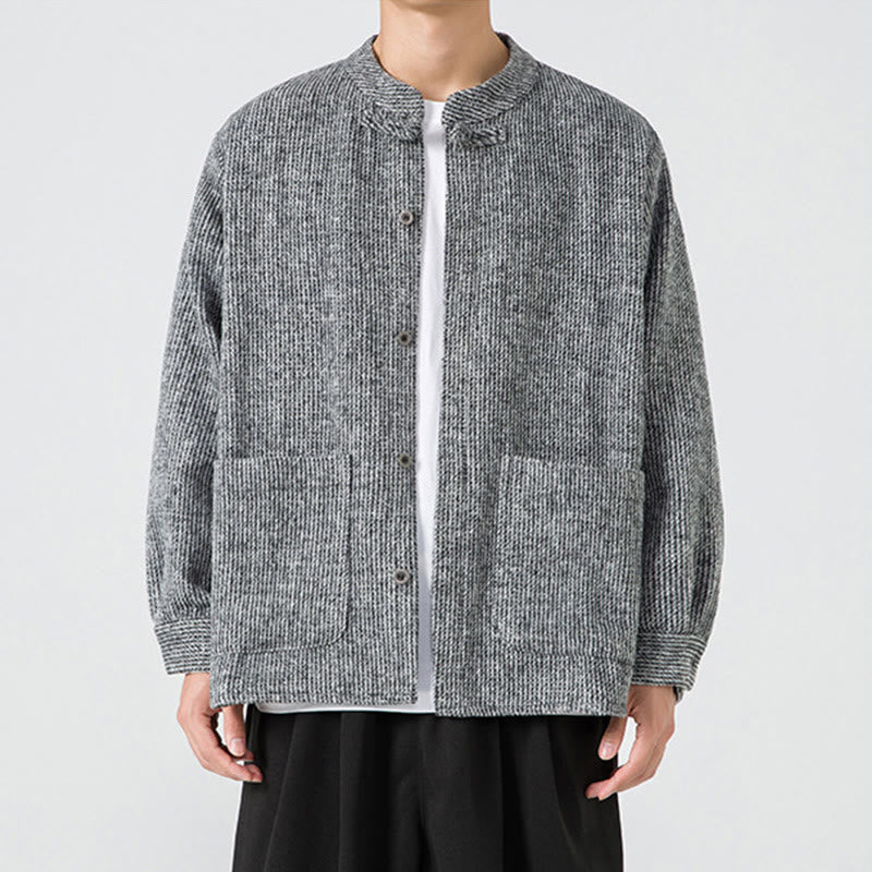 Chemise à manches longues en coton avec poches et motif Buddha Stones pour homme - image 17