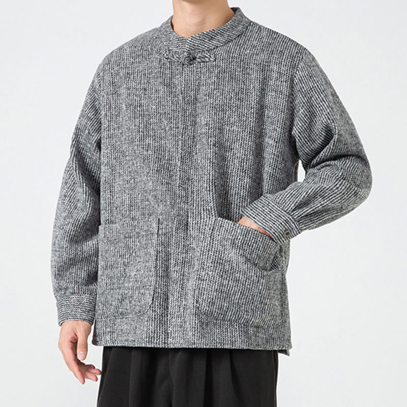 Chemise à manches longues en coton avec poches et motif Buddha Stones pour homme - image 16