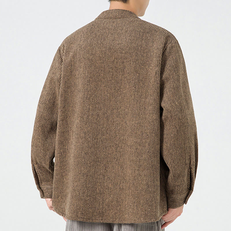 Chemise à manches longues en coton avec poches et motif Buddha Stones pour homme - image 25