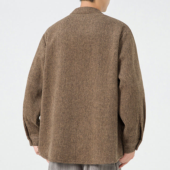 Chemise à manches longues en coton avec poches et motif Buddha Stones pour homme - image 25