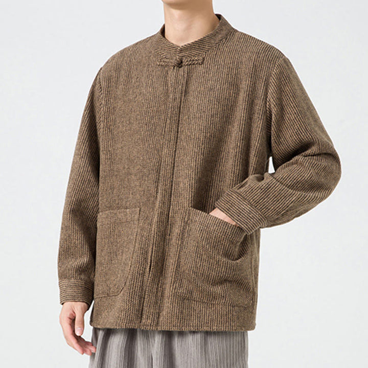 Chemise à manches longues en coton avec poches et motif Buddha Stones pour homme - image 27