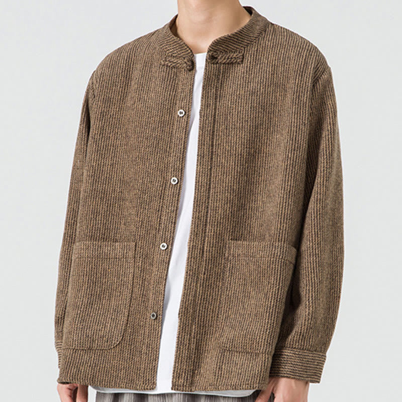 Chemise à manches longues en coton avec poches et motif Buddha Stones pour homme - image 23