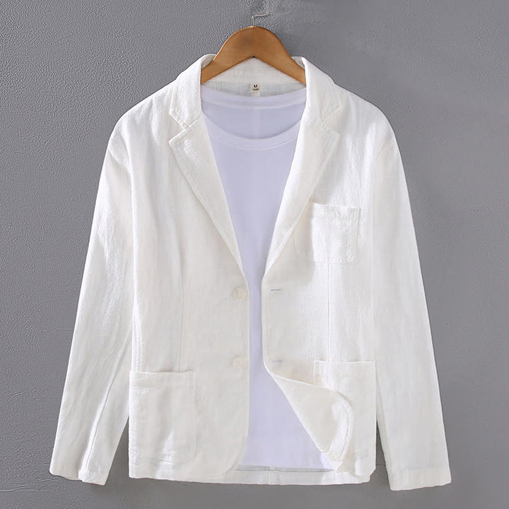 Chemise en lin à manches longues et boutons pour homme avec poches Motif Buddha Stones - Blanc - US/UK/AU42，EU52 (3XL) - image 2