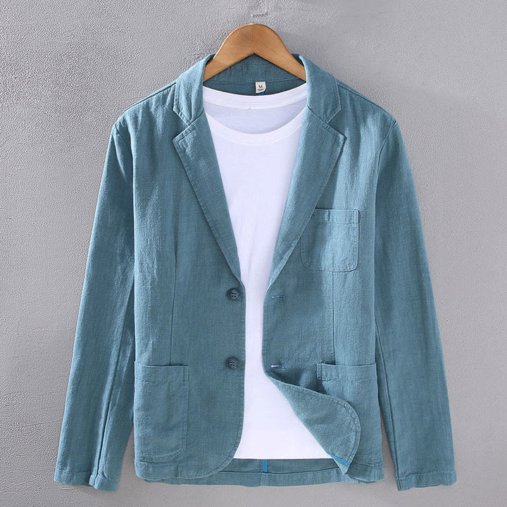 Chemise en lin à manches longues et boutons pour homme avec poches Motif Buddha Stones - Bleu acier - US/UK/AU42，EU52 (3XL) - image 8
