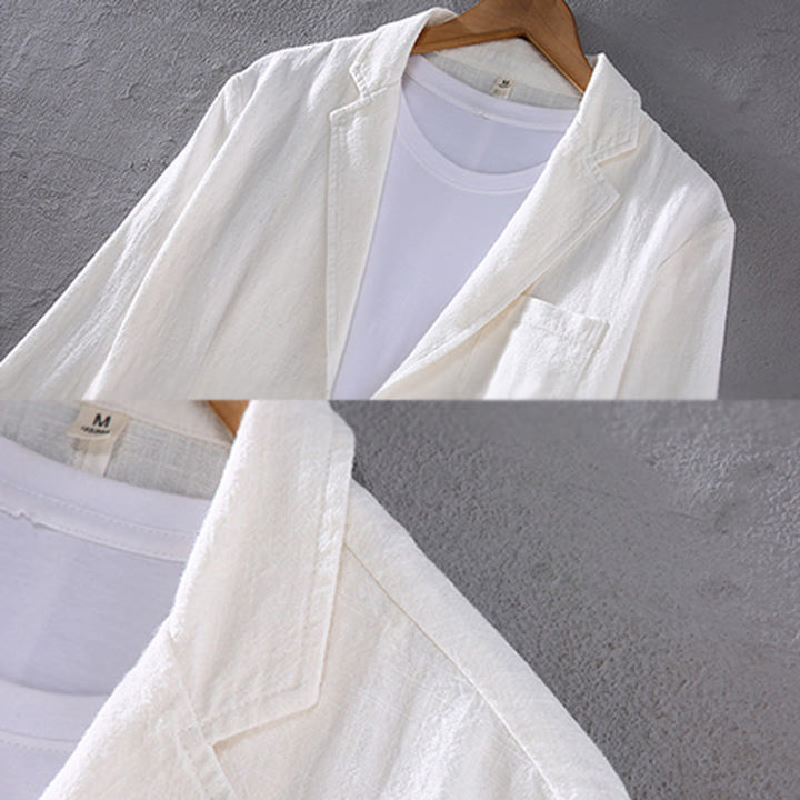 Chemise en lin à manches longues et boutons pour homme avec poches Motif Buddha Stones - image 7