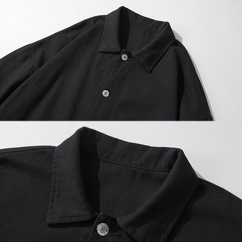 Chemise à manches longues et col montant boutonné pour homme, en coton, avec poches, motif Buddha Stones - image 2