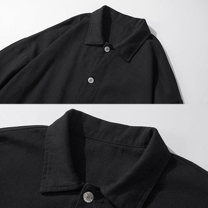 Chemise à manches longues et col montant boutonné pour homme, en coton, avec poches, motif Buddha Stones - image 2