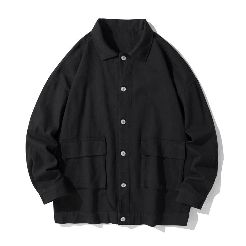 Chemise à manches longues et col montant boutonné pour homme, en coton, avec poches, motif Buddha Stones - Noir - US/UK/AU50，EU60 (5XL) - image 0