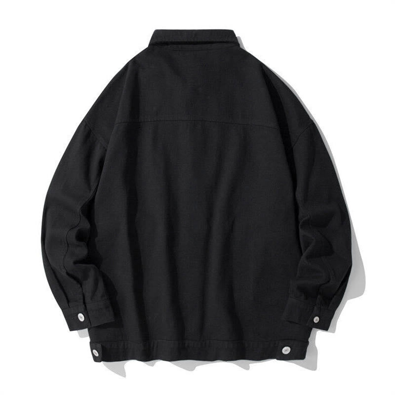 Chemise à manches longues et col montant boutonné pour homme, en coton, avec poches, motif Buddha Stones - image 1