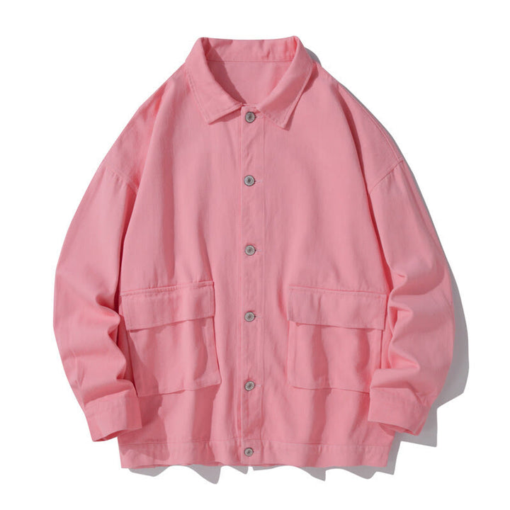 Chemise à manches longues et col montant boutonné pour homme, en coton, avec poches, motif Buddha Stones - Rose clair - États-Unis/Royaume-Uni/AU50, EU60 (5XL) - image 9