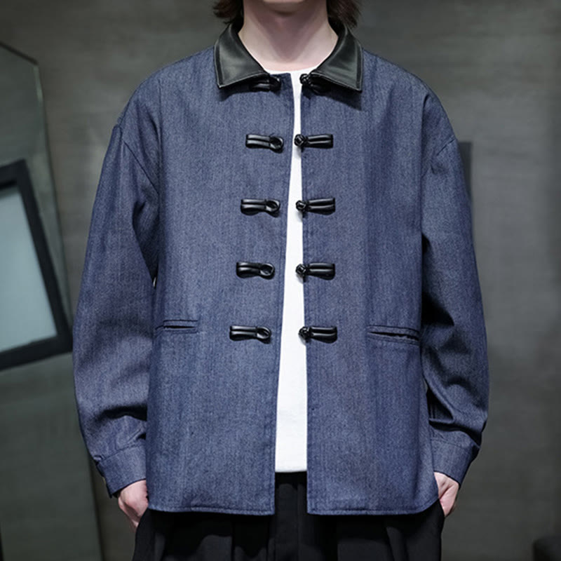Chemise à manches longues en coton avec poches et boutons grenouille Buddha Stones pour homme - image 2