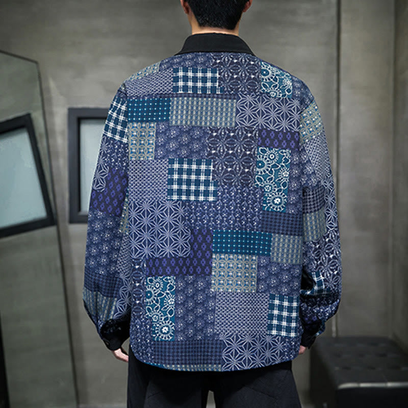 Chemise à manches longues en coton mélangé à motif floral Buddha Stones pour homme - image 4