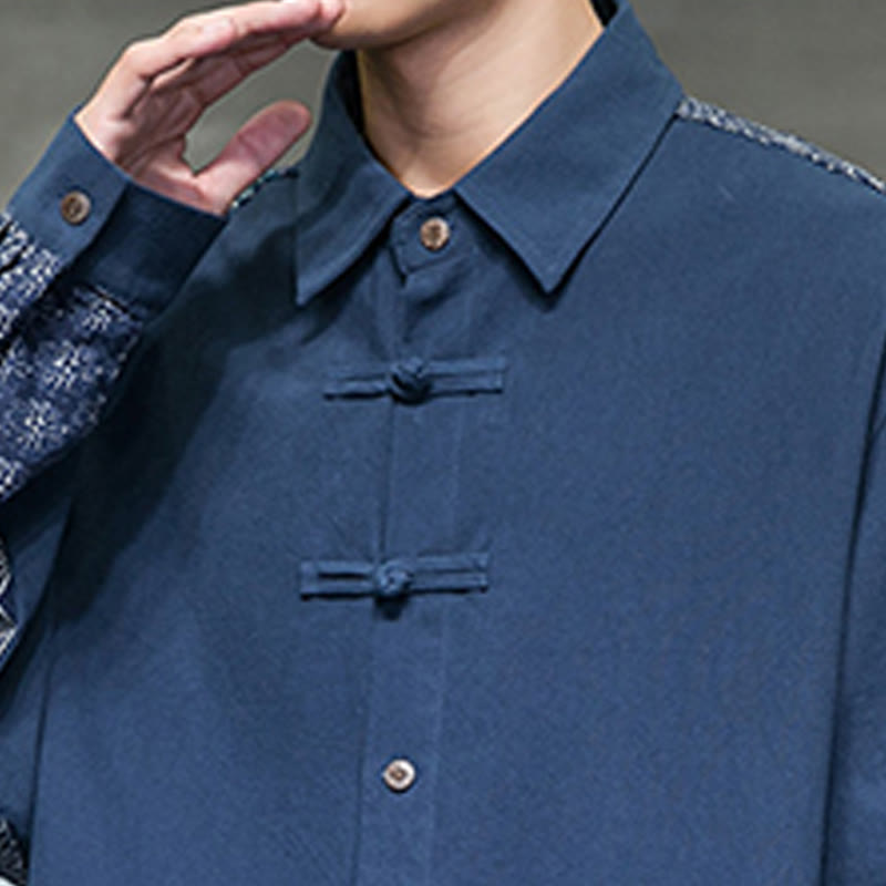 Chemise à manches longues en coton mélangé à motif floral Buddha Stones pour homme - image 21