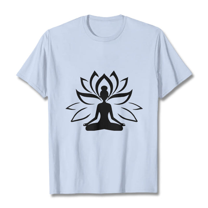 T-shirt Buddha Stones Lotus Personne méditante - Cyan clair - 2XL - image 19