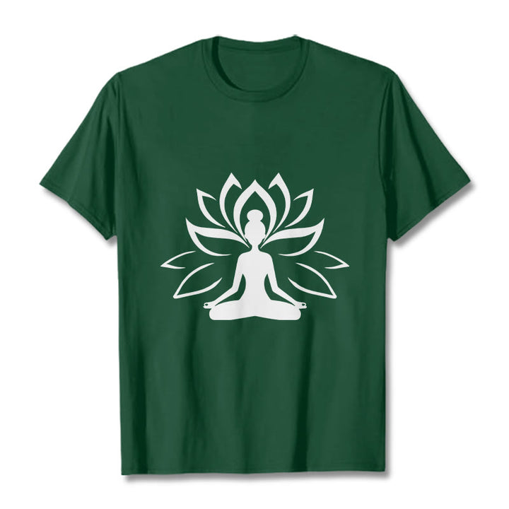 T-shirt Buddha Stones Lotus Personne méditante - Forêt Verte - 2XL - image 1
