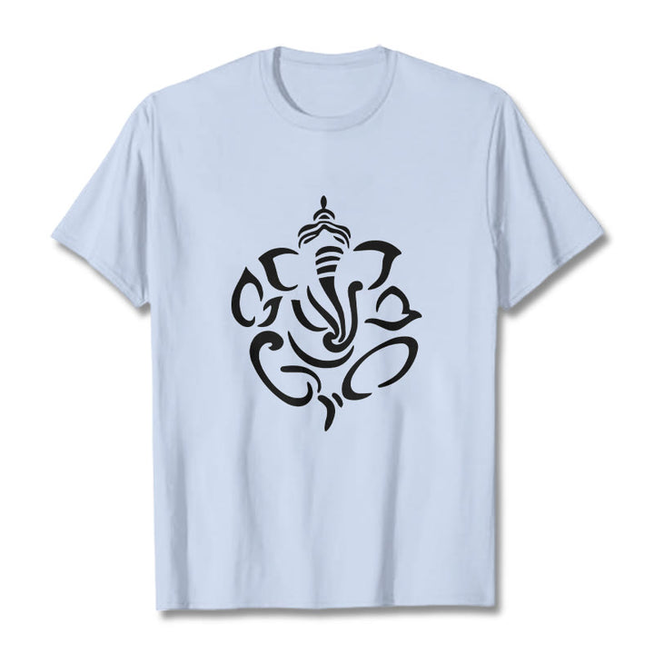 T-shirt avec illustration de Buddha Stones , Ganesh et éléphant - Cyan clair - 2XL - image 19