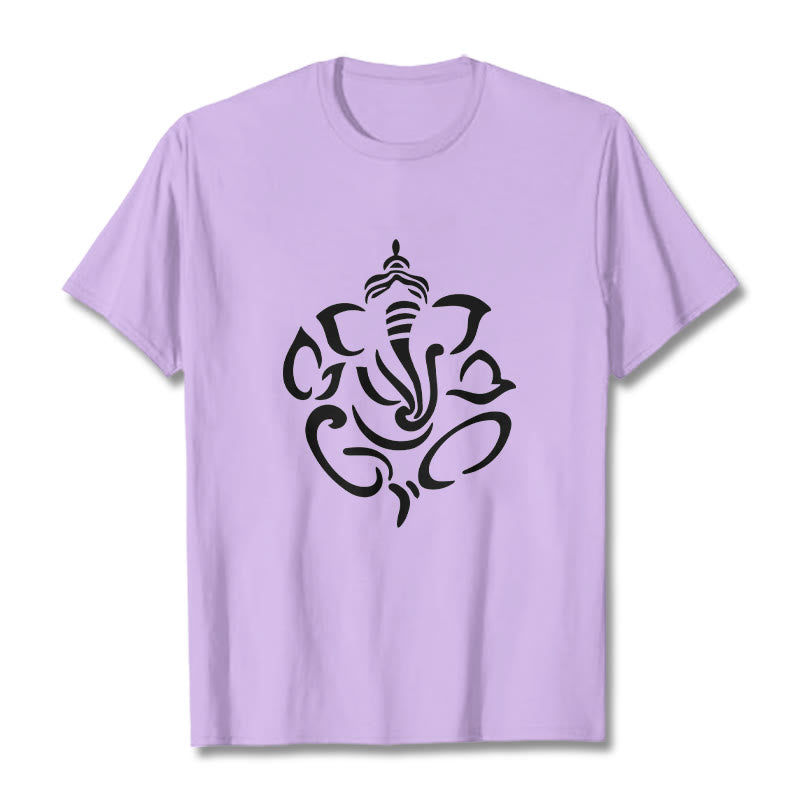 T-shirt avec illustration de Buddha Stones , Ganesh et éléphant - Prune - 2XL - image 17