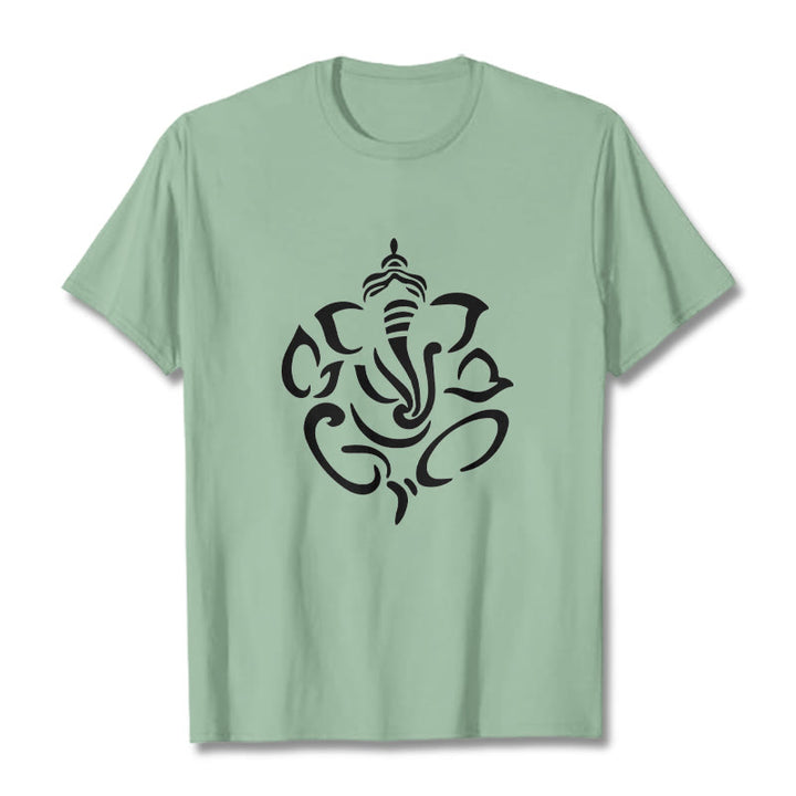 T-shirt avec illustration de Buddha Stones , Ganesh et éléphant - Vert pâle - 2XL - image 15