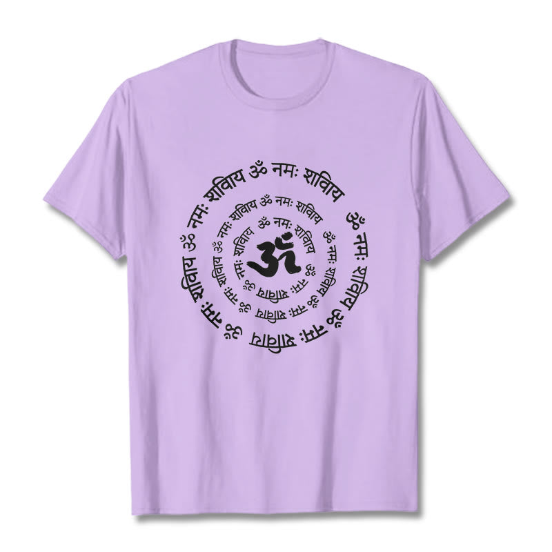 T-shirt en coton avec Buddha Stones et symboles OM et mantras sanskrits - Prune - 2XL - image 14
