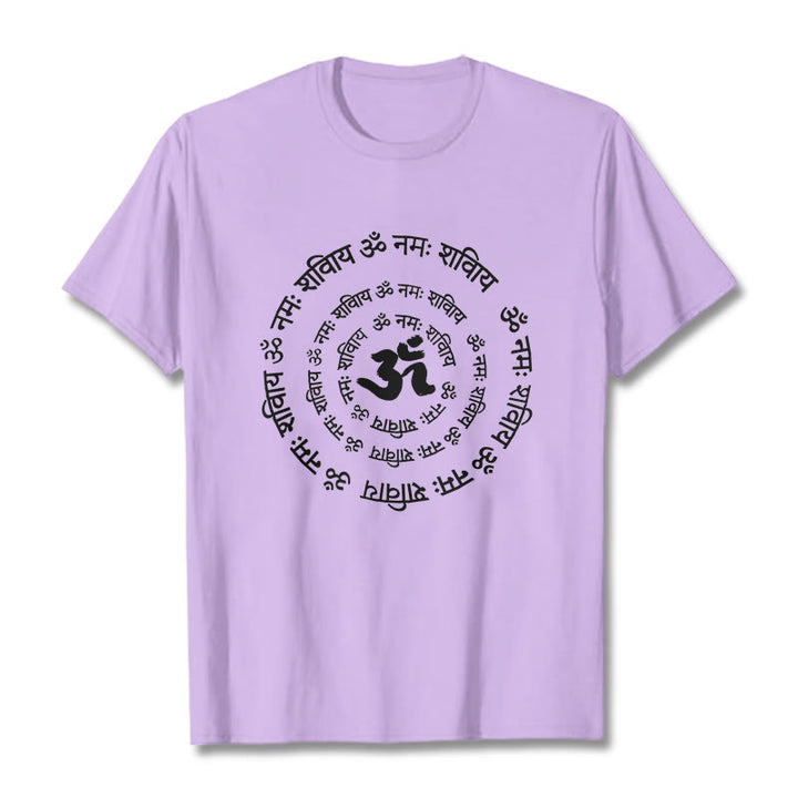T-shirt en coton avec Buddha Stones et symboles OM et mantras sanskrits - Prune - 2XL - image 14