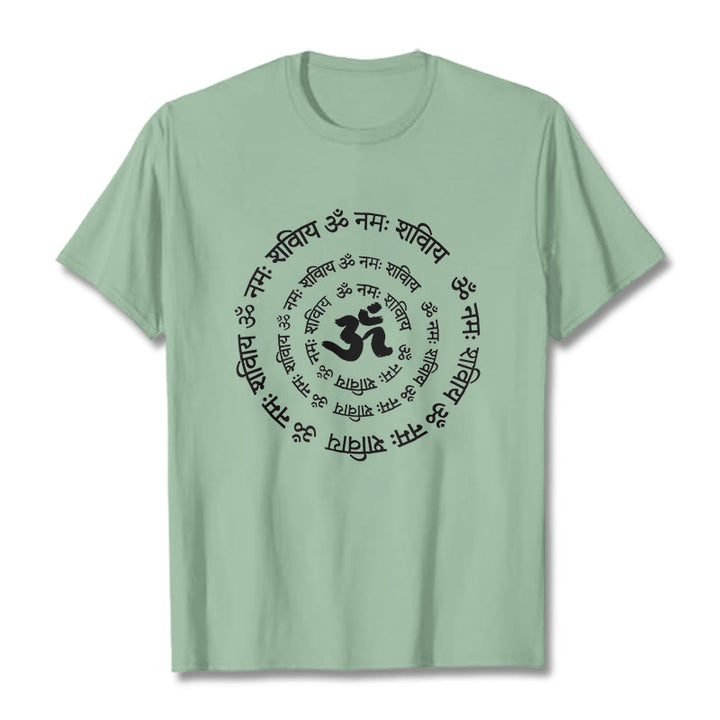 T-shirt en coton avec Buddha Stones et symboles OM et mantras sanskrits - Vert pâle - 2XL - image 18