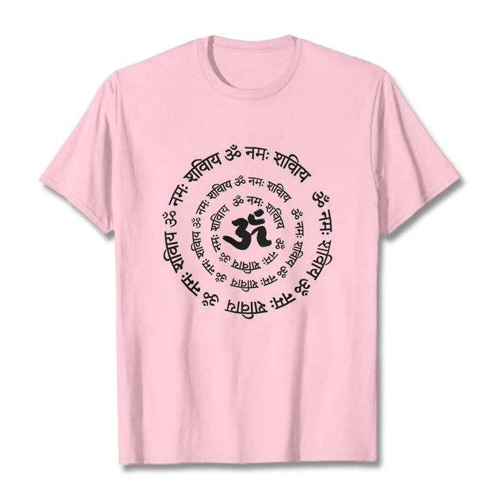 T-shirt en coton avec Buddha Stones et symboles OM et mantras sanskrits - Rose clair - 2XL - image 16