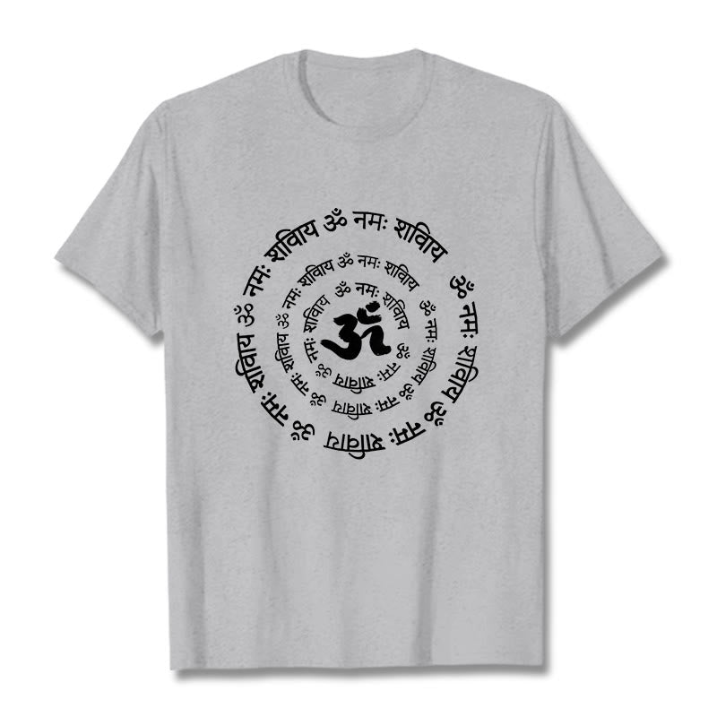 T-shirt en coton avec Buddha Stones et symboles OM et mantras sanskrits - Gris clair - 2XL - image 20