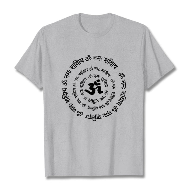 T-shirt en coton avec Buddha Stones et symboles OM et mantras sanskrits - Gris clair - 2XL - image 20