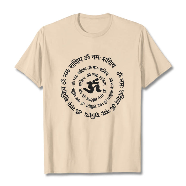 T-shirt en coton avec Buddha Stones et symboles OM et mantras sanskrits - Bisque - 2XL - image 12