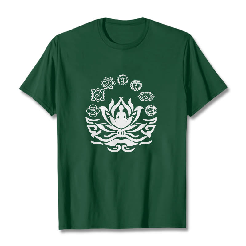 T-shirt Buddha Stones, symbole OM, mantras sanskrits, motif fleur de lotus - Forêt Verte - 2XL - image 5
