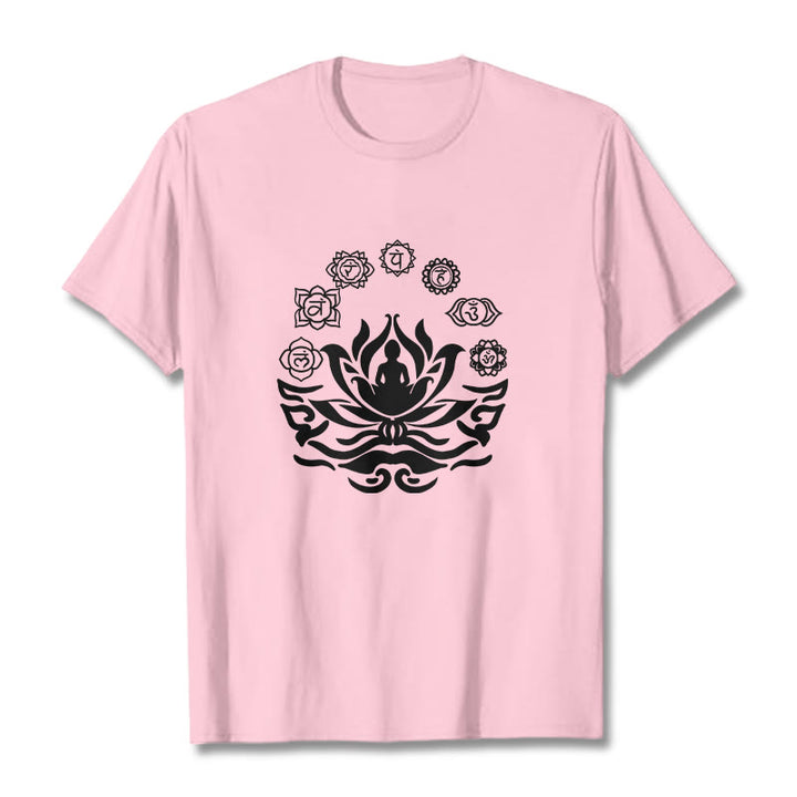 T-shirt Buddha Stones, symbole OM, mantras sanskrits, motif fleur de lotus - Rose clair - 2XL - image 16