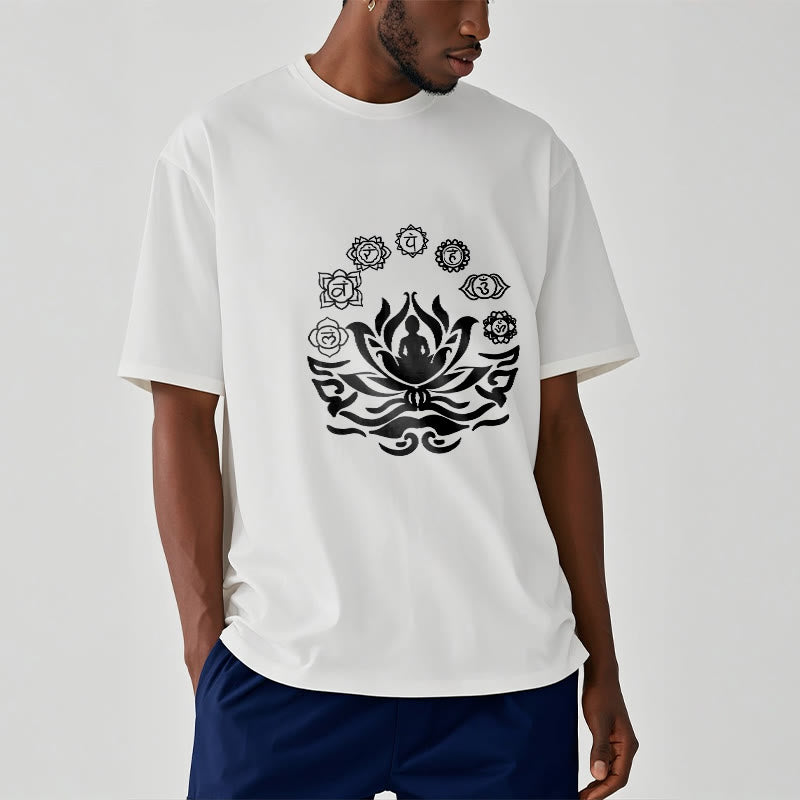 T-shirt Buddha Stones, symbole OM, mantras sanskrits, motif fleur de lotus - image 2