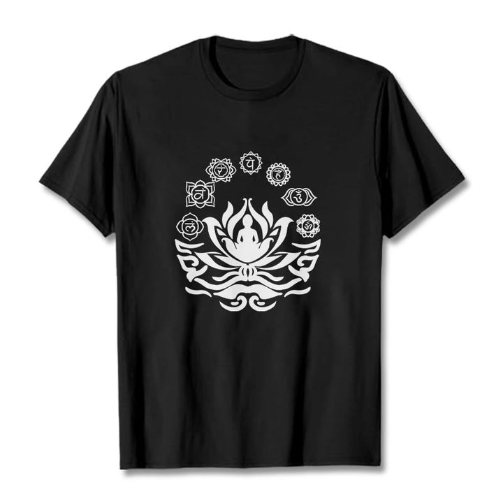 T-shirt Buddha Stones, symbole OM, mantras sanskrits, motif fleur de lotus - Noir - 2XL - image 7