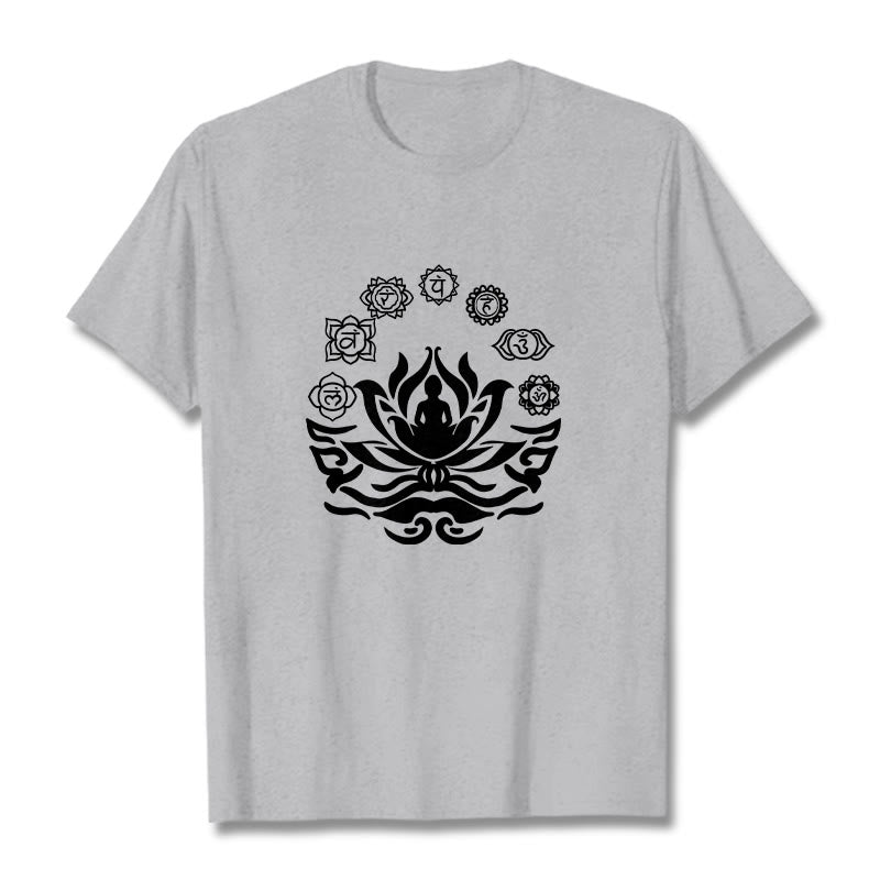 T-shirt Buddha Stones, symbole OM, mantras sanskrits, motif fleur de lotus - Gris clair - 2XL - image 20