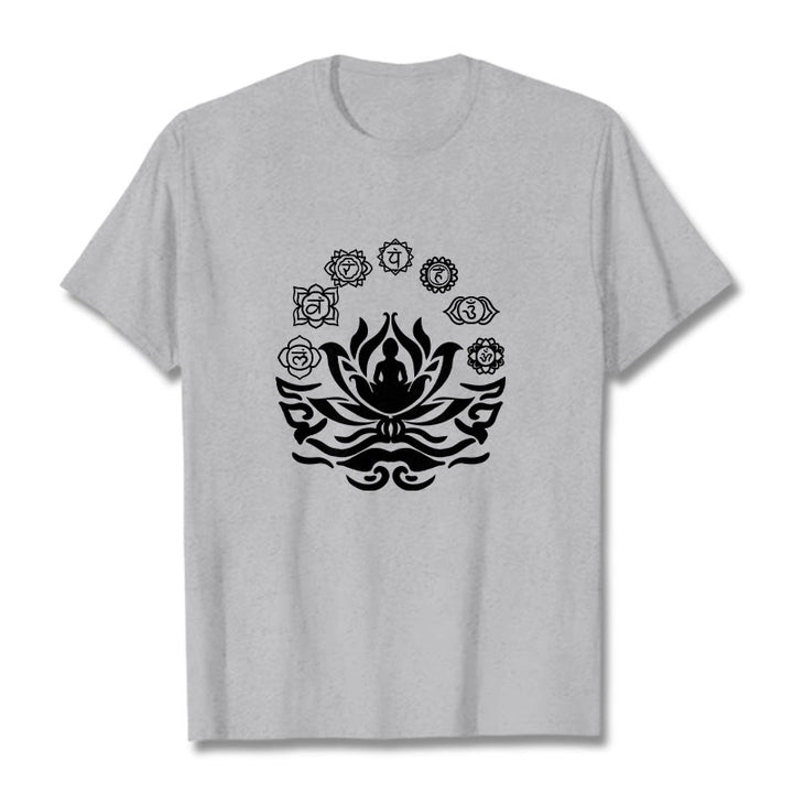 T-shirt Buddha Stones, symbole OM, mantras sanskrits, motif fleur de lotus - Gris clair - 2XL - image 20