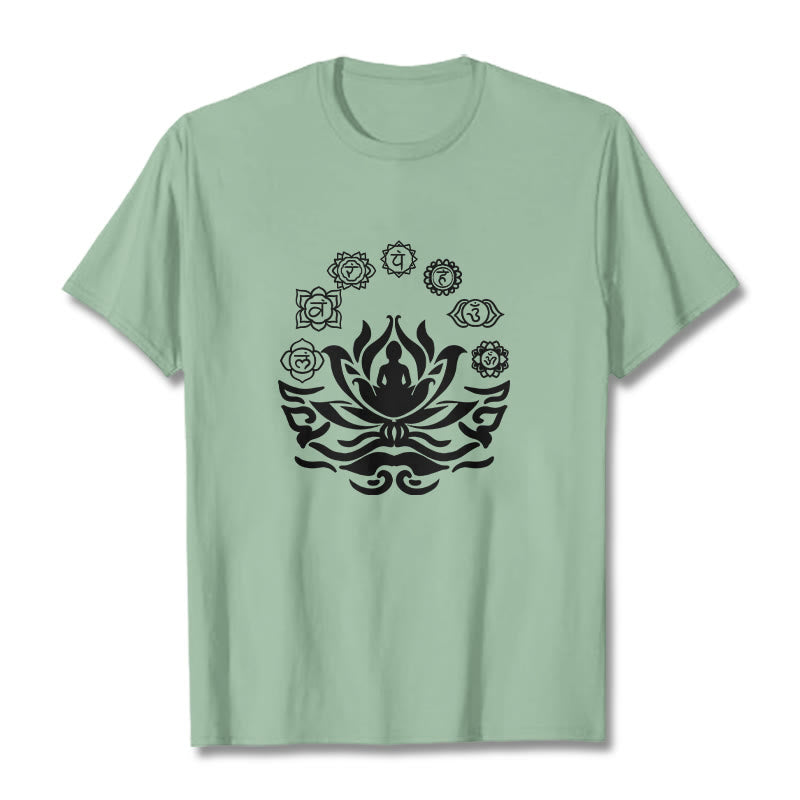 T-shirt Buddha Stones, symbole OM, mantras sanskrits, motif fleur de lotus - Vert pâle - 2XL - image 18